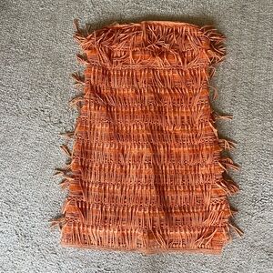 Anthropologie Orange Fringed Mini Dress